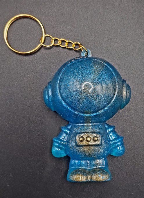 Porte clef Astronaute bleu et doré 